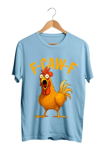 chicken rooster blue tshirt
