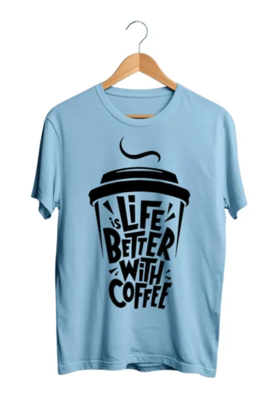 life is better than coffee blue tshirt
