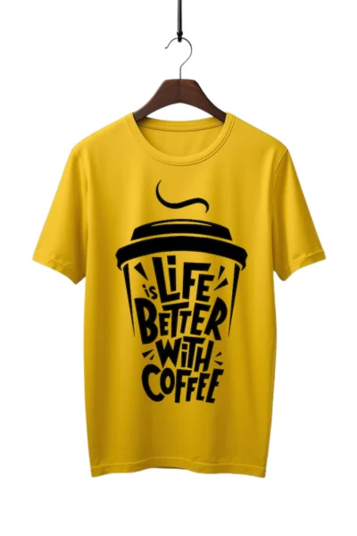 life is better than coffee yellow tshirt