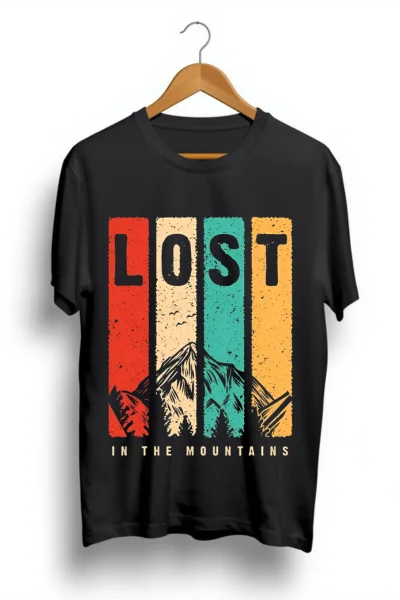 lost in the mountain black tshirt