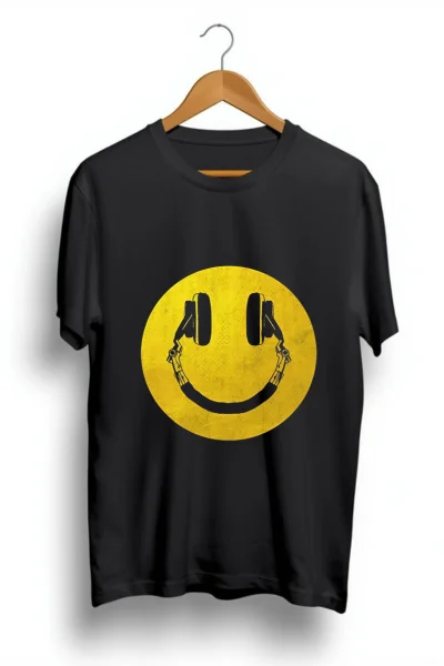 smile headphones black tshirt
