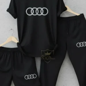 Men Audi Logo 3-Piece Summer Tracksuit Black