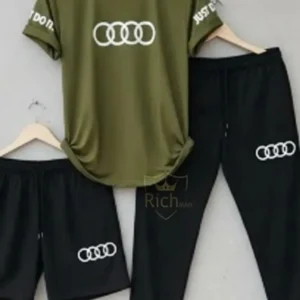 Men Audi Logo 3-Piece Summer Tracksuit Green