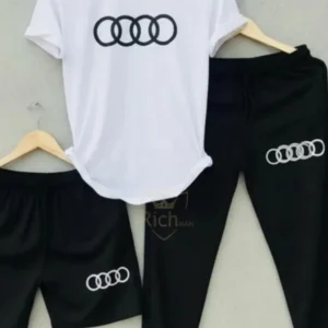 Men Audi Logo 3-Piece Summer Tracksuit White Black