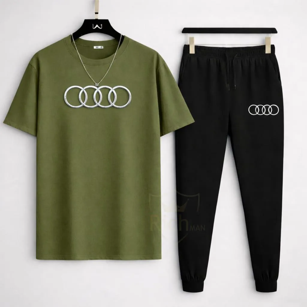 men audi logo green track suit