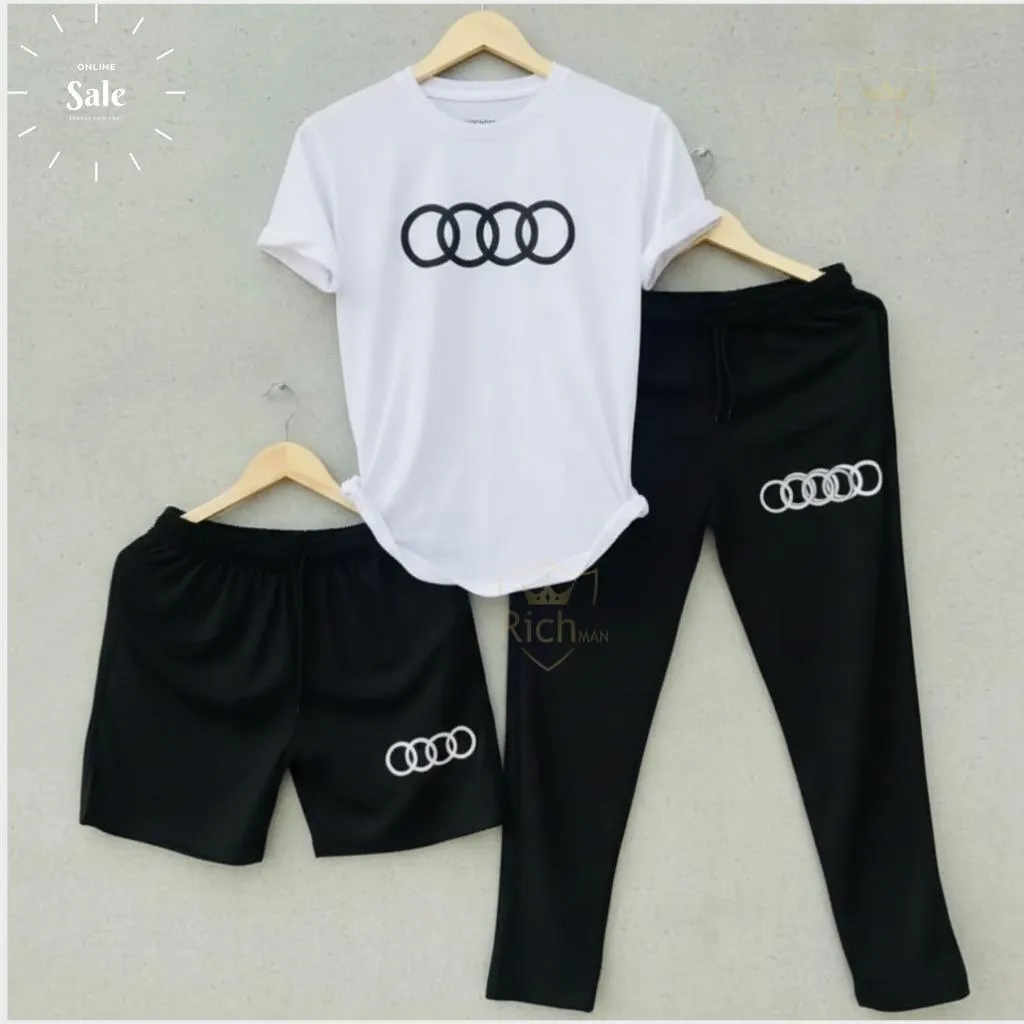 Men Audi Logo Tracksuit White Black