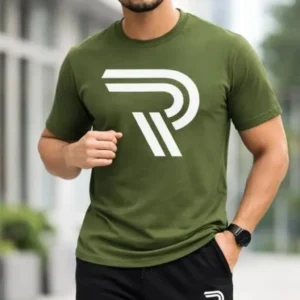 Men R-Logo Cotton Green Black Track Suit