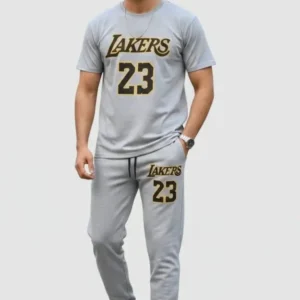 Men Grey Lakers 23 Printed Track Suit Set