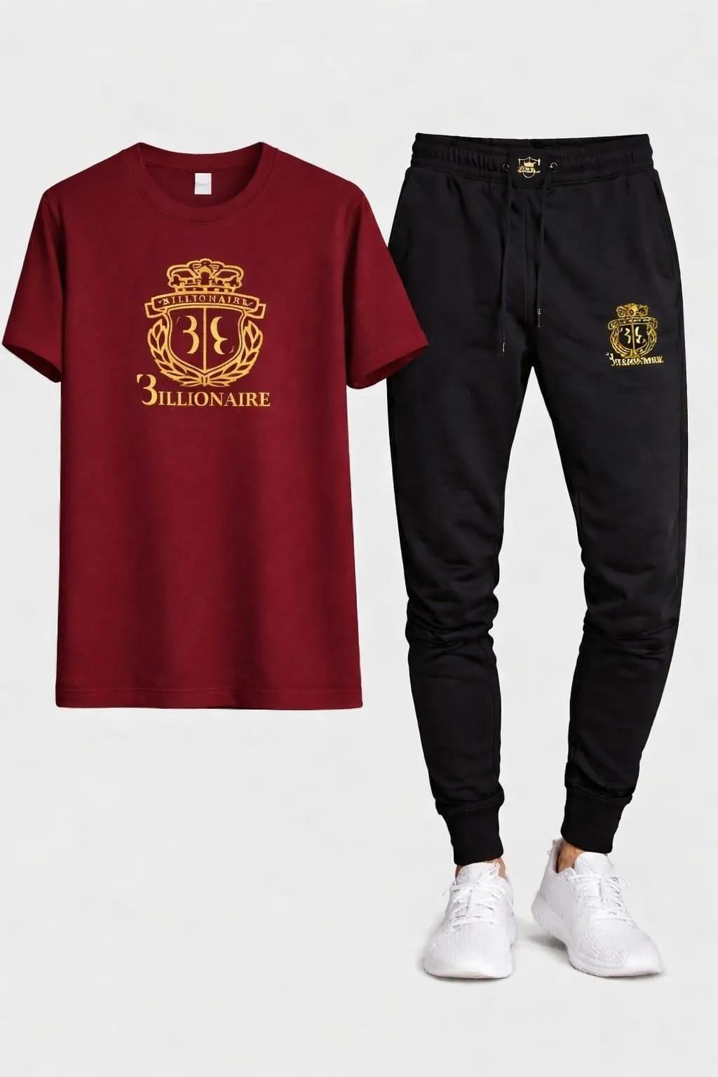 Men Maroon Gold Crest Track Suit