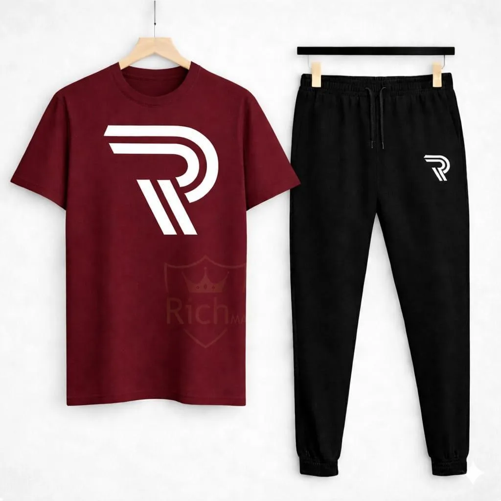 men r logo cotton track suit set
