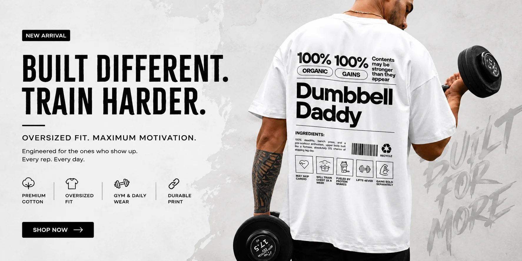 Dumbbell Daddy T shirt Banner