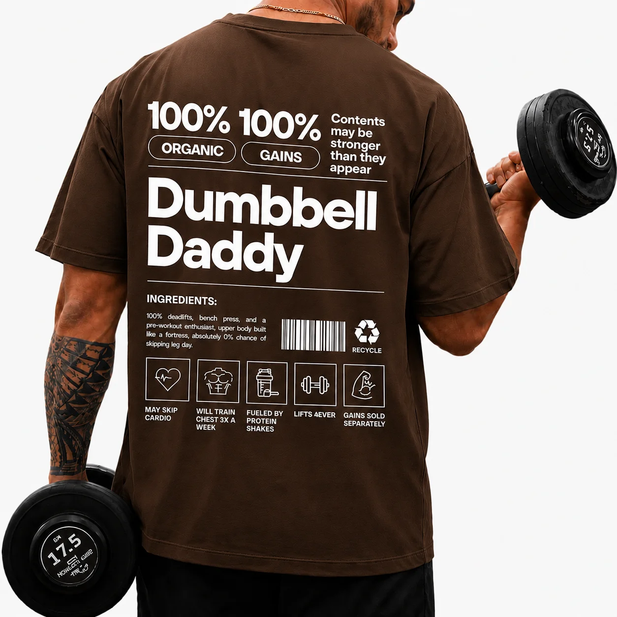 dumbell daddy shirt green
