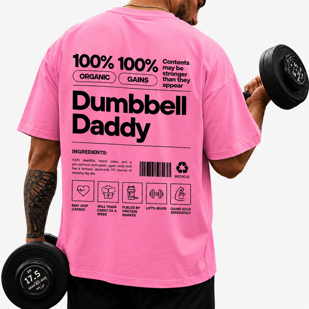 dumbell daddy shirt pink