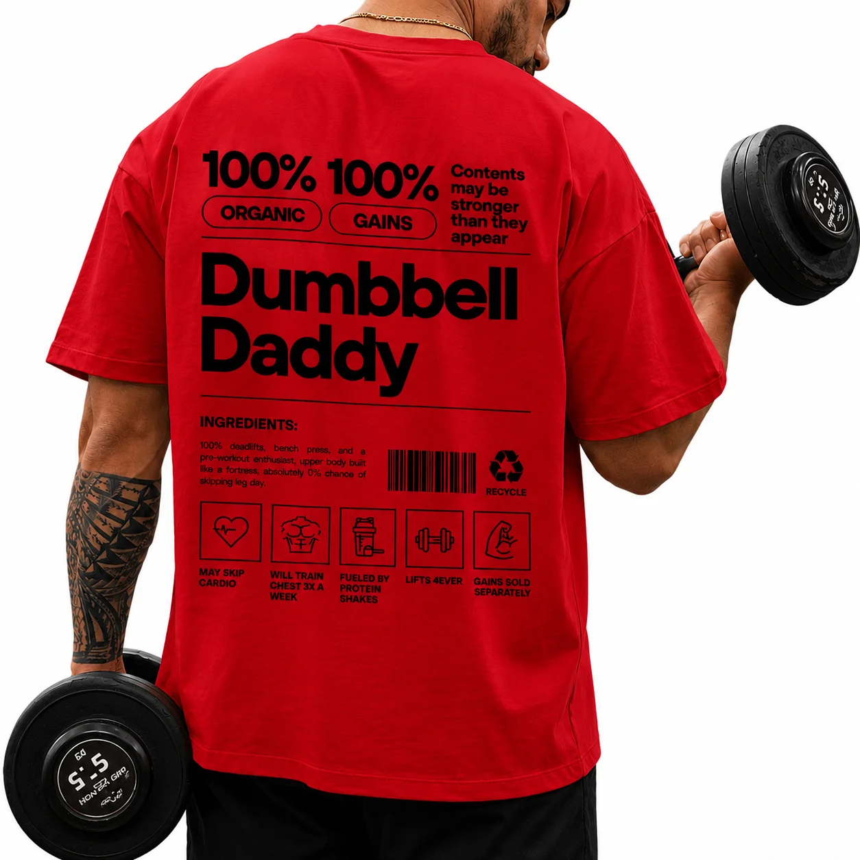 dumbell daddy shirt red