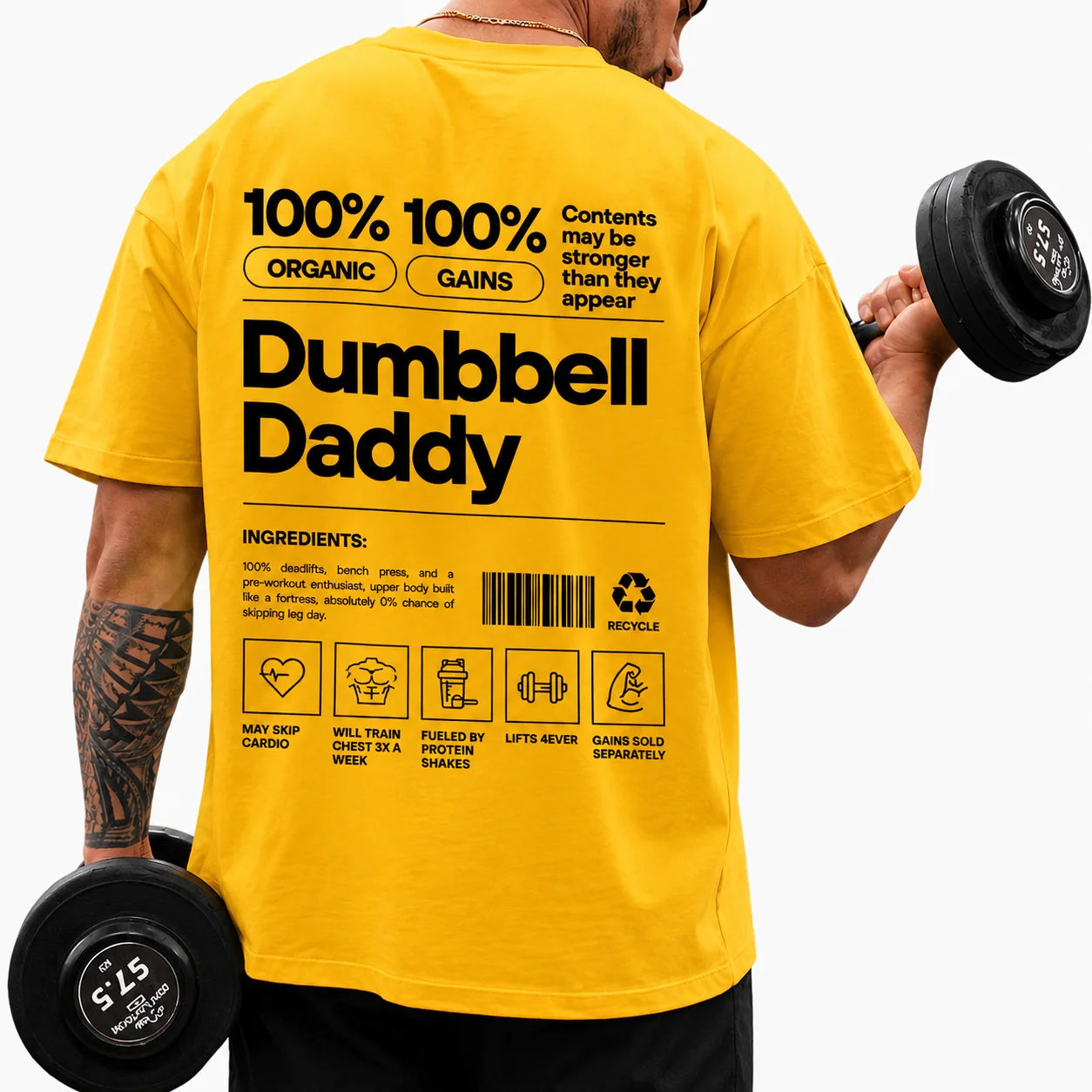 dumbell daddy shirt yellow
