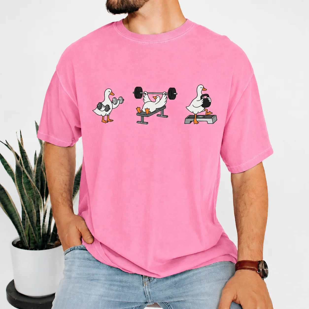 pink gym bird t shirt