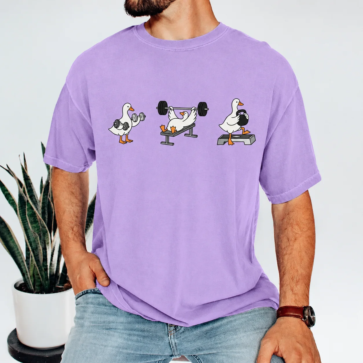 purple gym bird t shirt