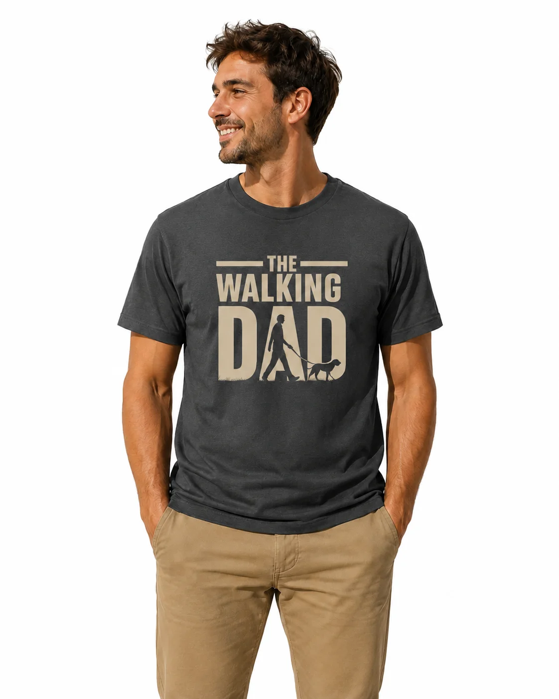 the walking dad graphic t shirt gery
