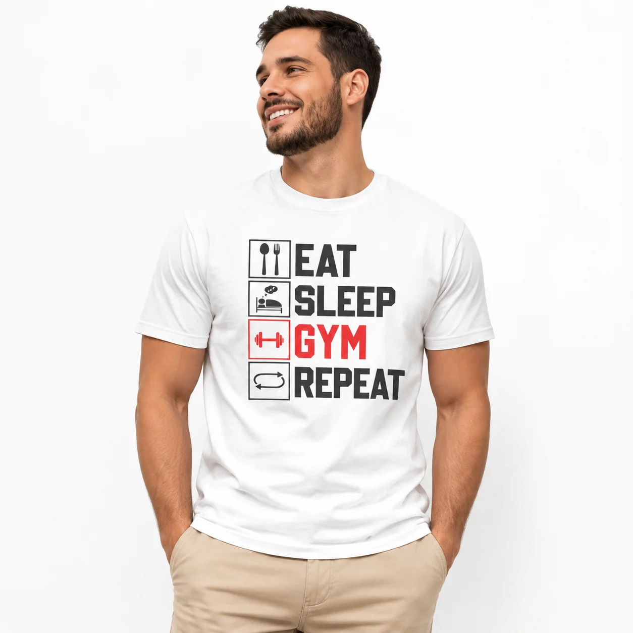 eat sleep gym repeat training t shirt