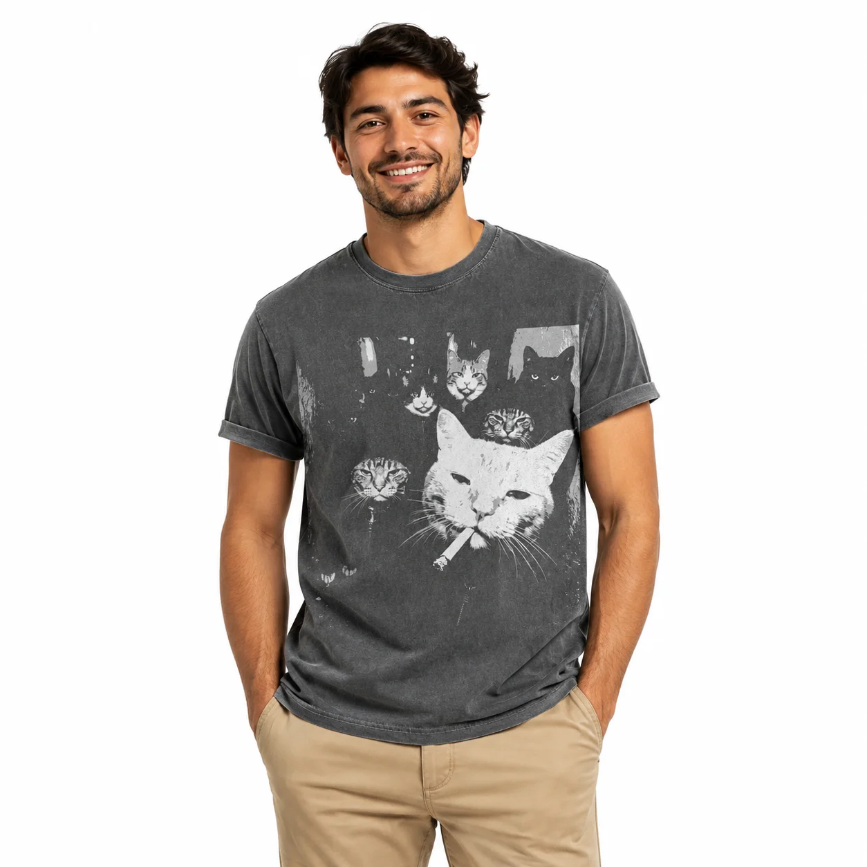 cat graphic t shirt for men