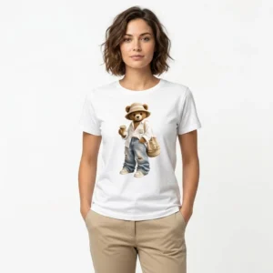 stylish-teddy-bear-graphic-white-t-shirt-for-women